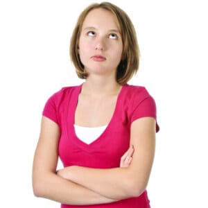 Woman rolling her eyes back